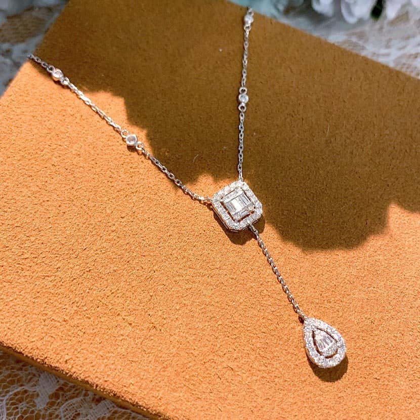 18K天然鑽石-氣質垂墜項鍊