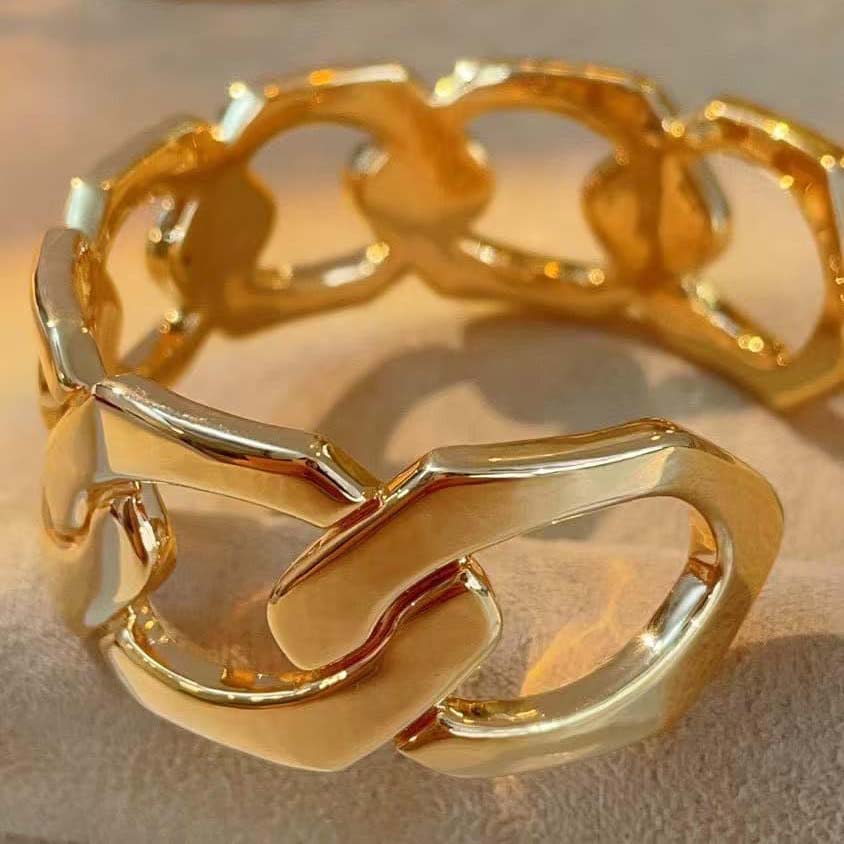 18K-寬版義大利鏈條開口手鐲 - 第5張圖 18K-寬版義大利鏈條開口手鐲