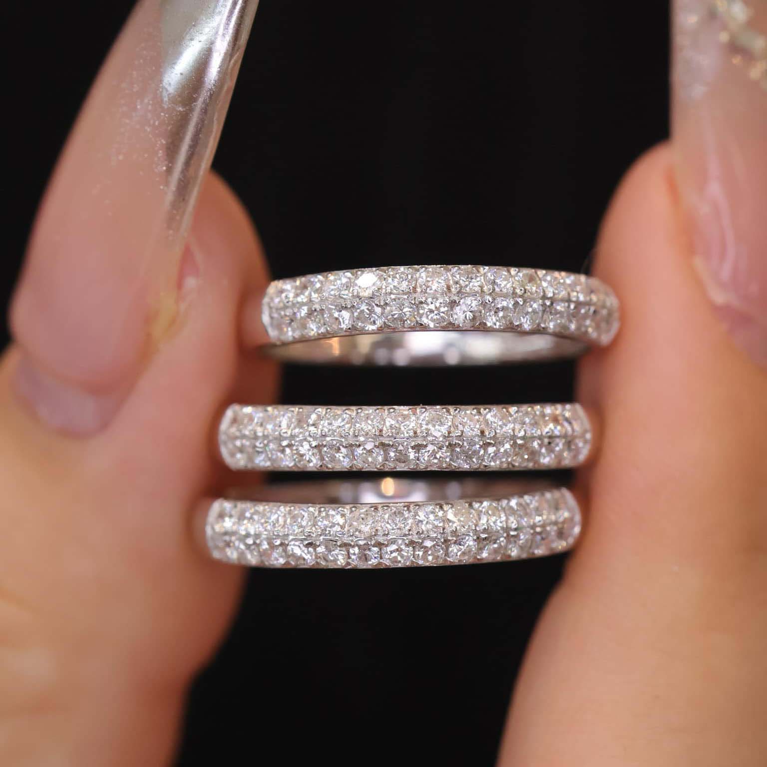 18K天然鑽石-雙層線型戒指