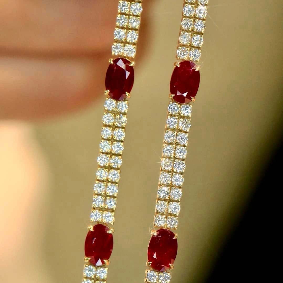 18K天然鑽石-紅寶石雙排手鍊 - 第4張圖 18K天然鑽石-紅寶石雙排手鍊