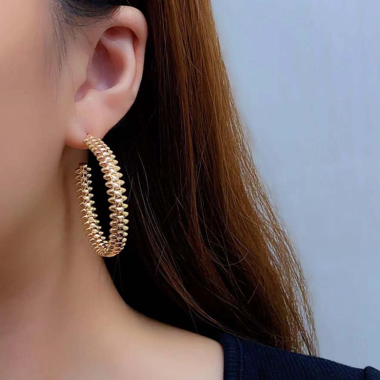 18K-釘子個性大圈耳環