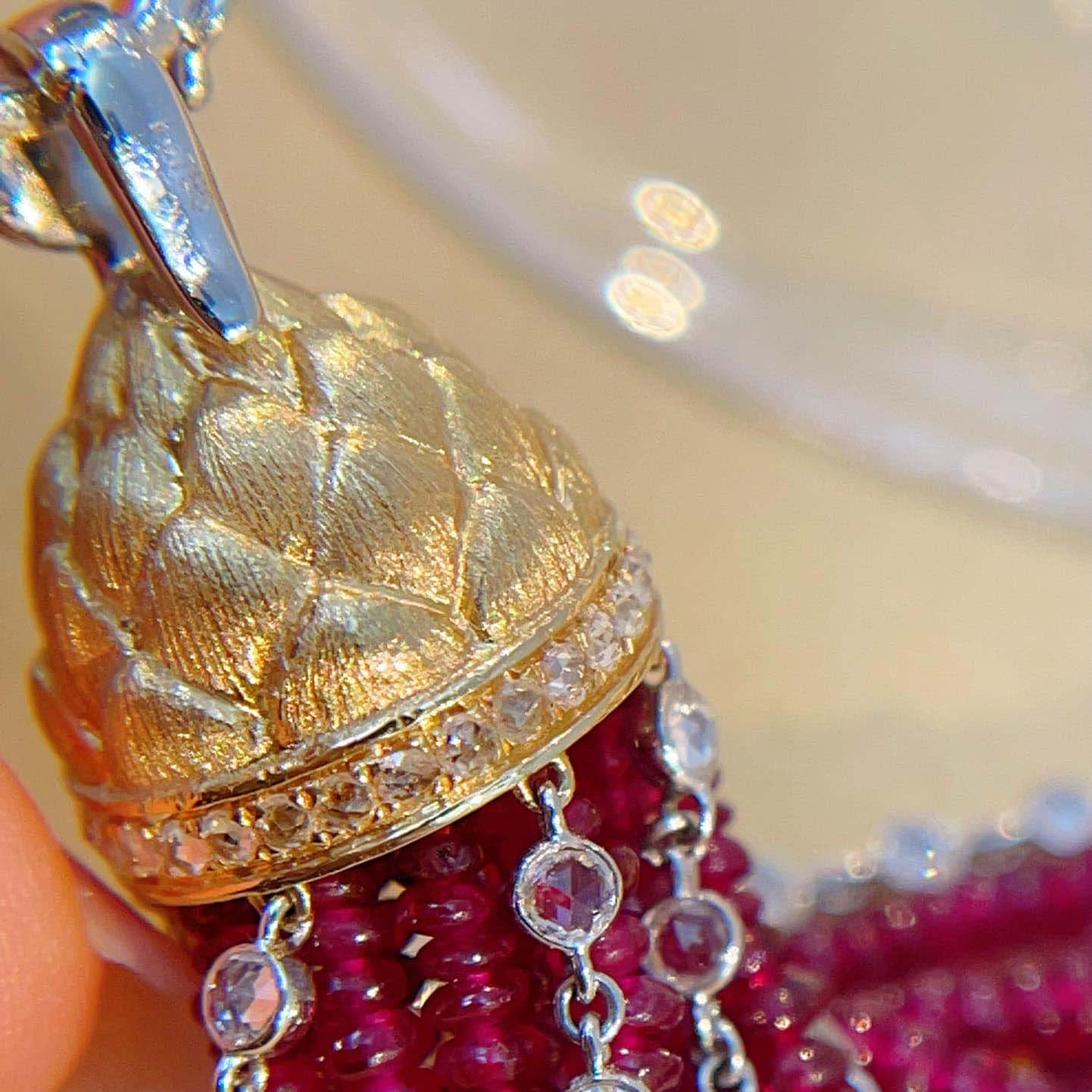 18K天然紅寶石-流蘇墜飾