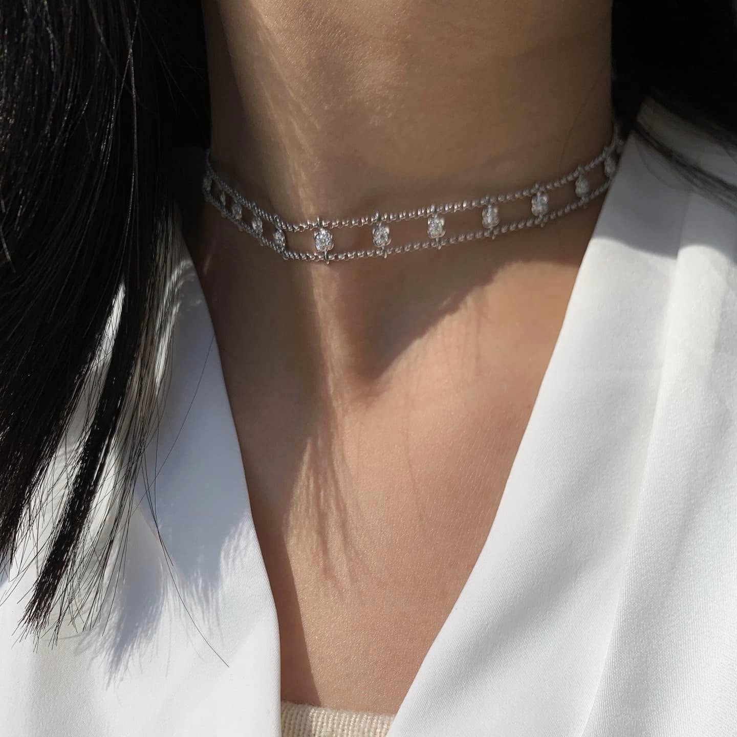 18K天然鑽石-山茶花兩戴式項鍊