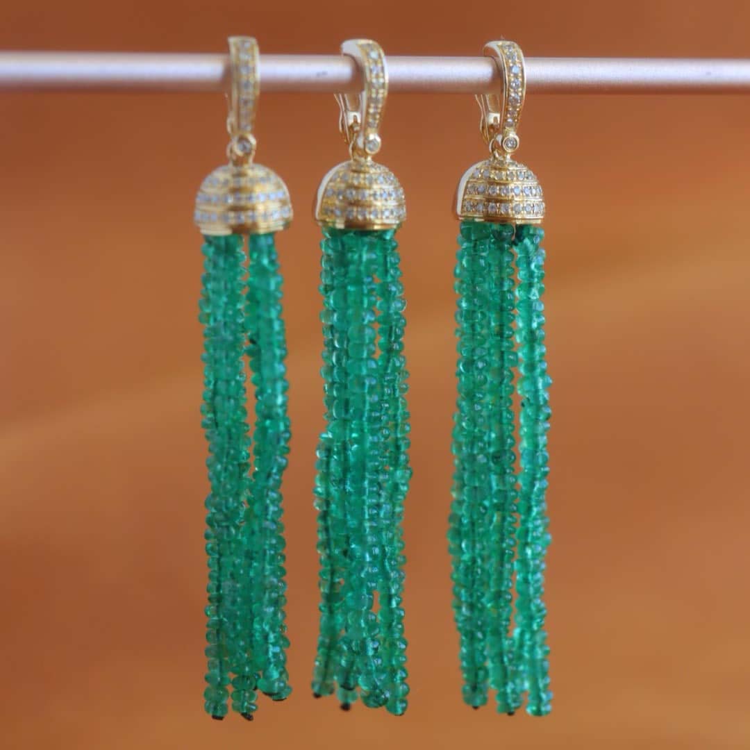 18K天然鑽石-祖母綠流蘇墜飾 - 第4張圖 18K天然鑽石-祖母綠流蘇墜飾