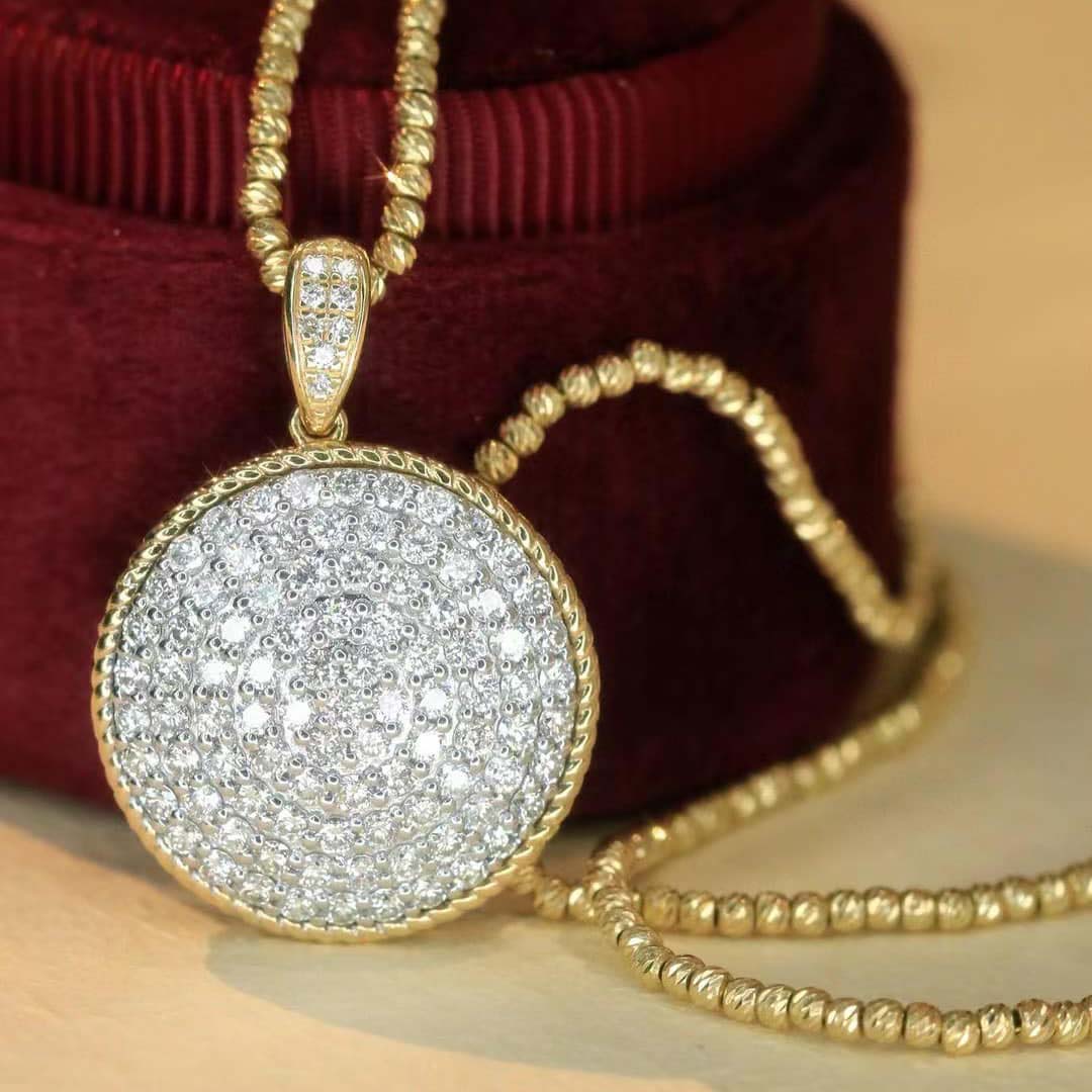 18K天然鑽石-滿鑽五圈大餅墜飾