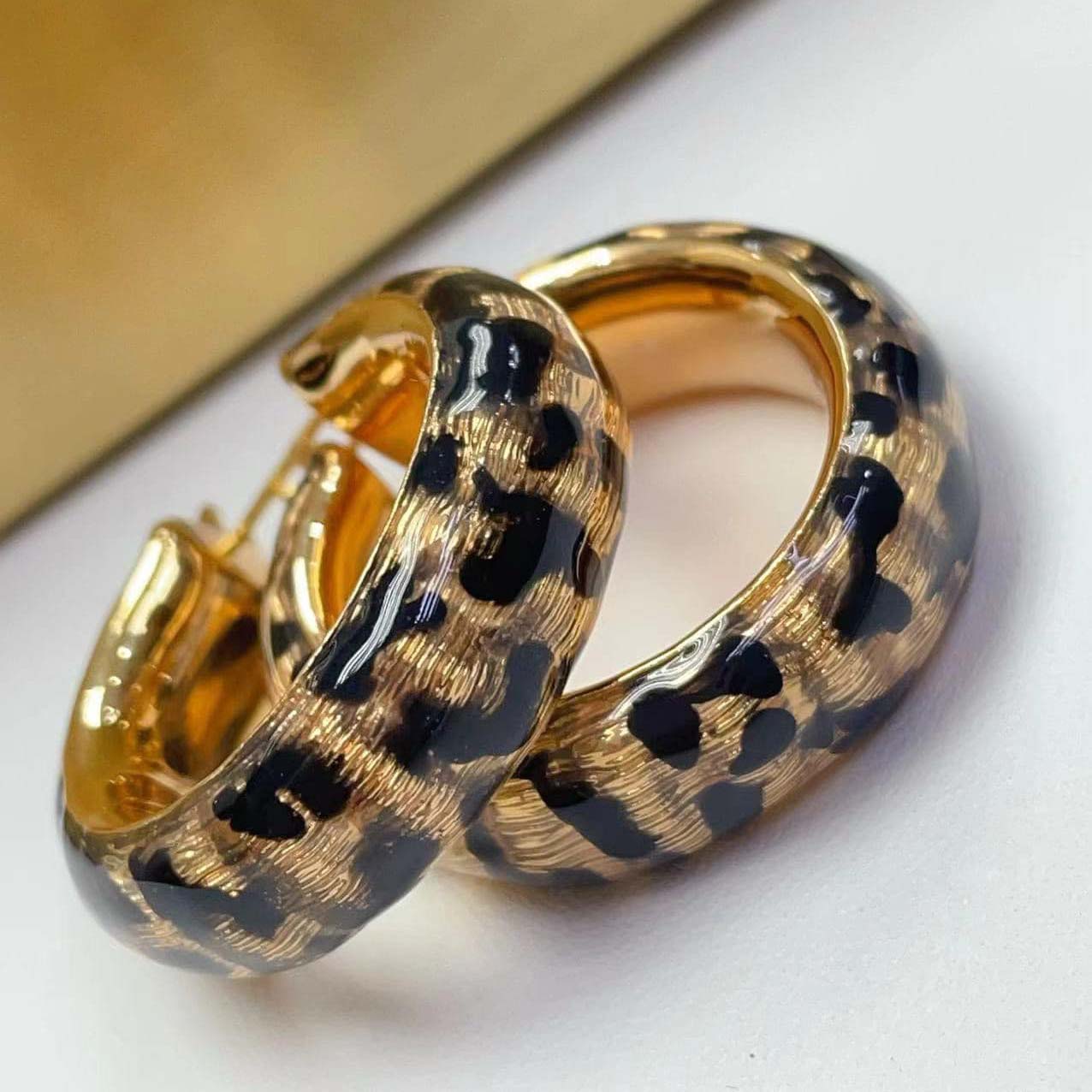 18K-歐美時尚豹紋款雙圈耳環