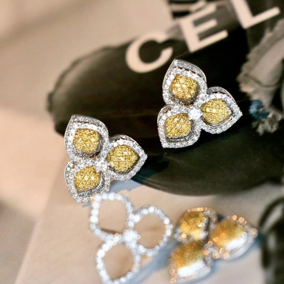 18K天然黃鑽-三葉草耳環(多戴款)