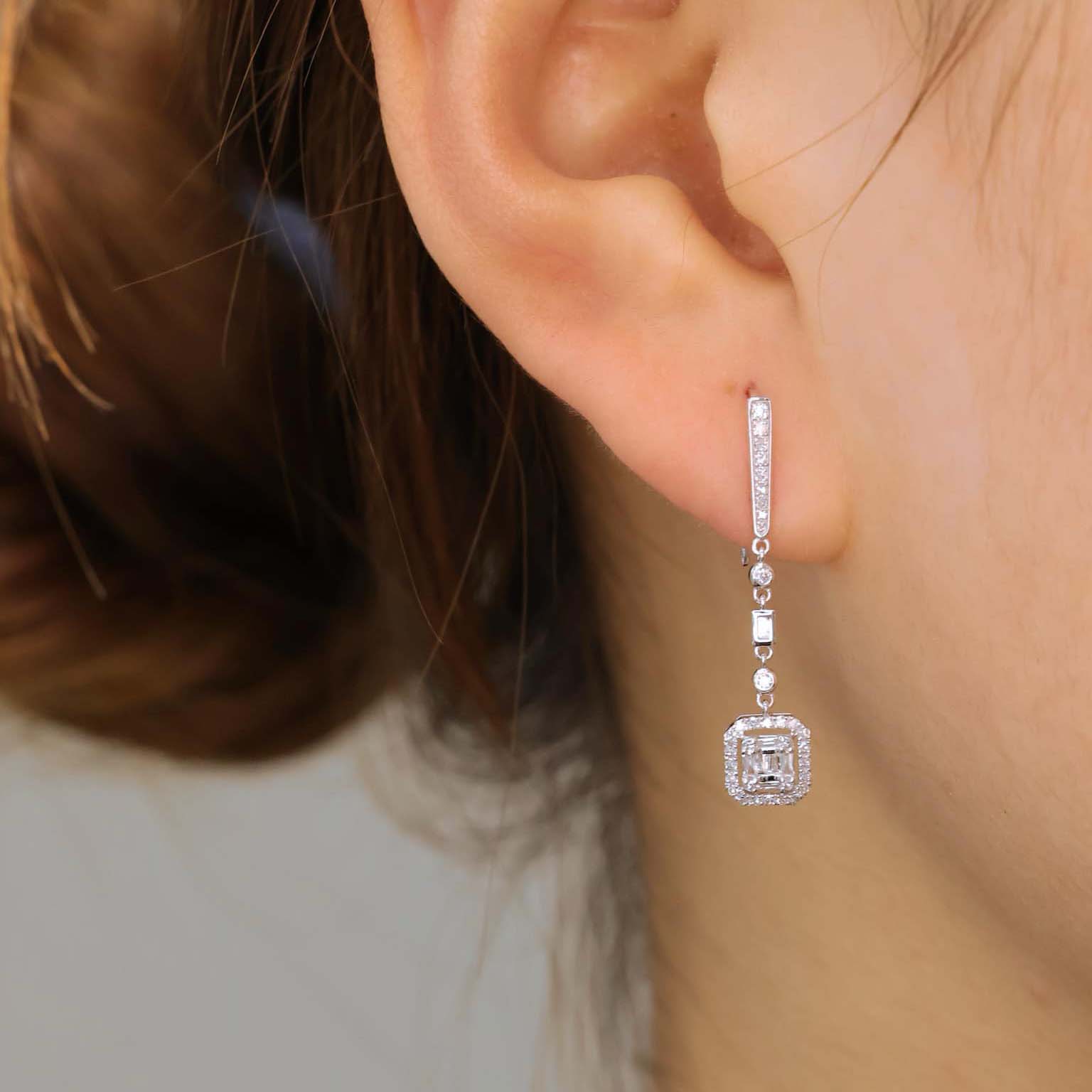 18K天然鑽石-冰糖垂墜耳環