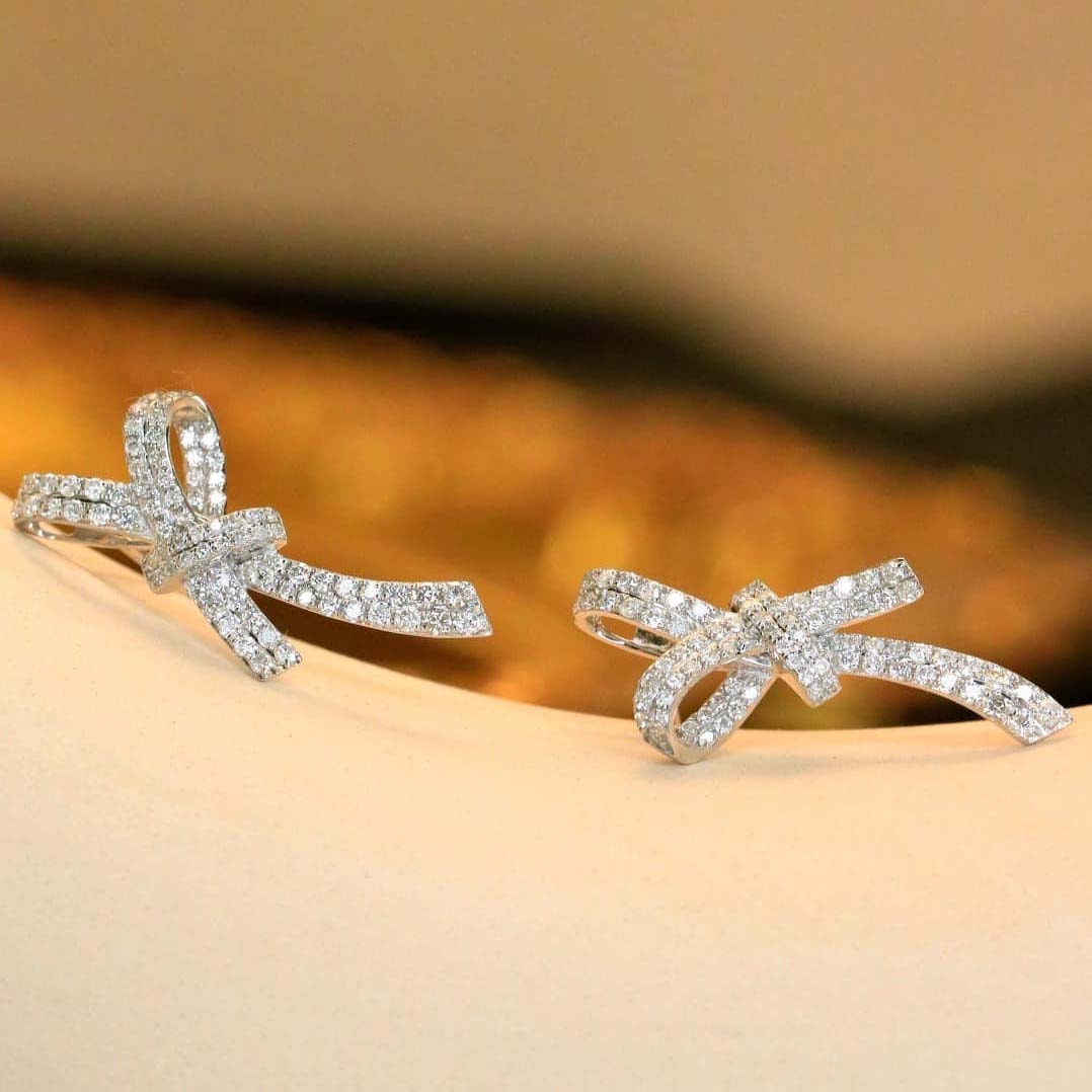 18K天然鑽石-蝴蝶結優雅耳環 - 第4張圖 18K天然鑽石-蝴蝶結優雅耳環