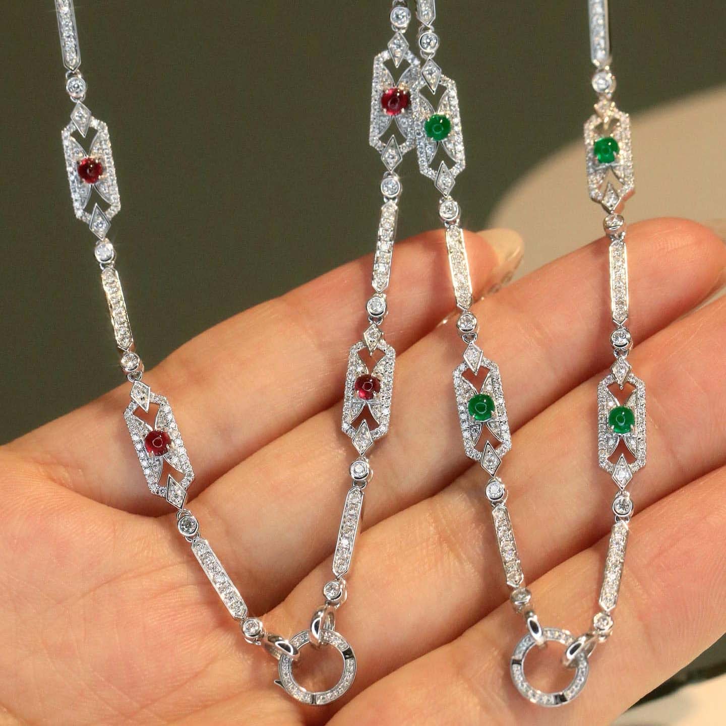 18K天然鑽石-紅寶石/祖母綠葫蘆套組 - 第4張圖 18K天然鑽石-紅寶石/祖母綠葫蘆套組