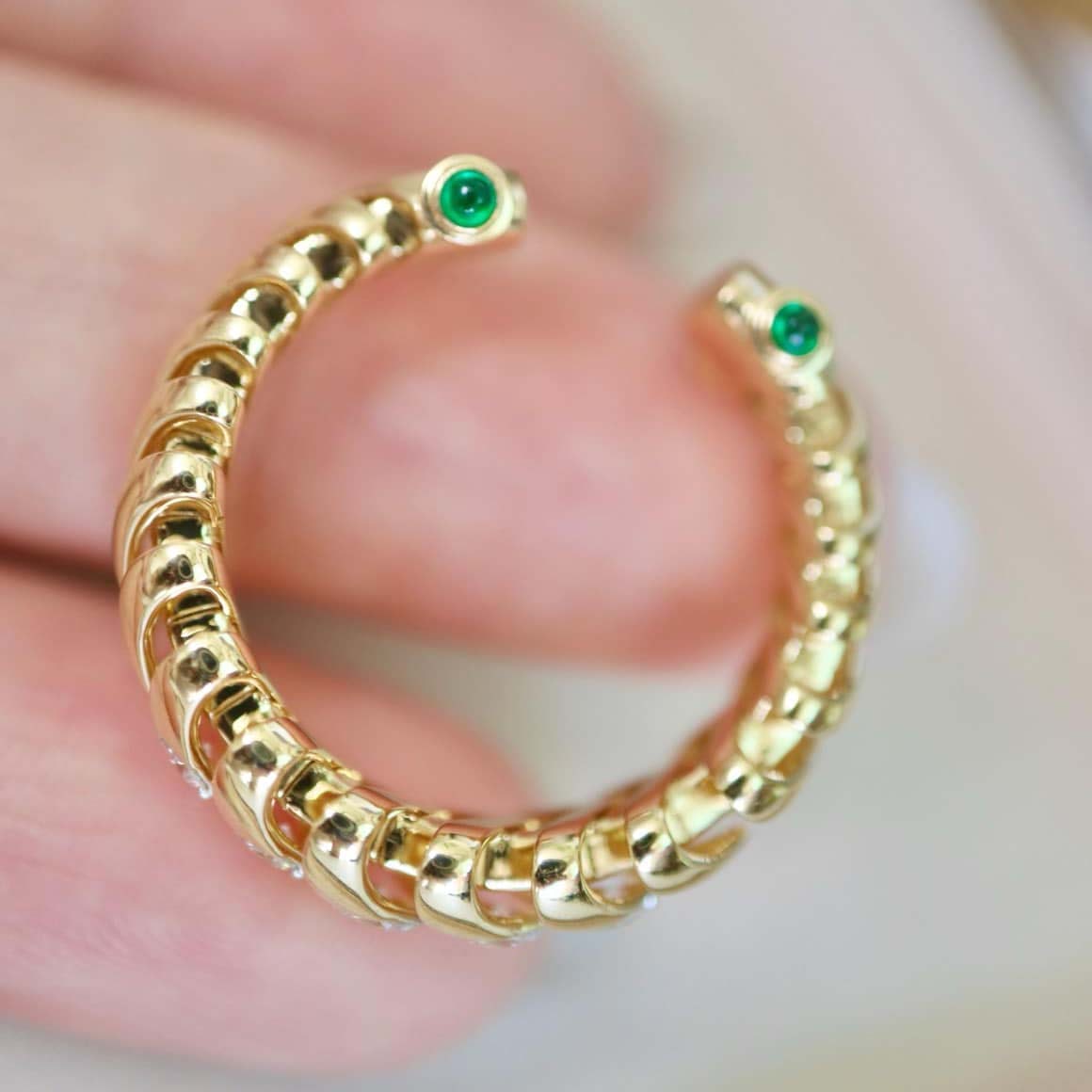 18K天然鑽石-法式vintage老錢風開口戒指