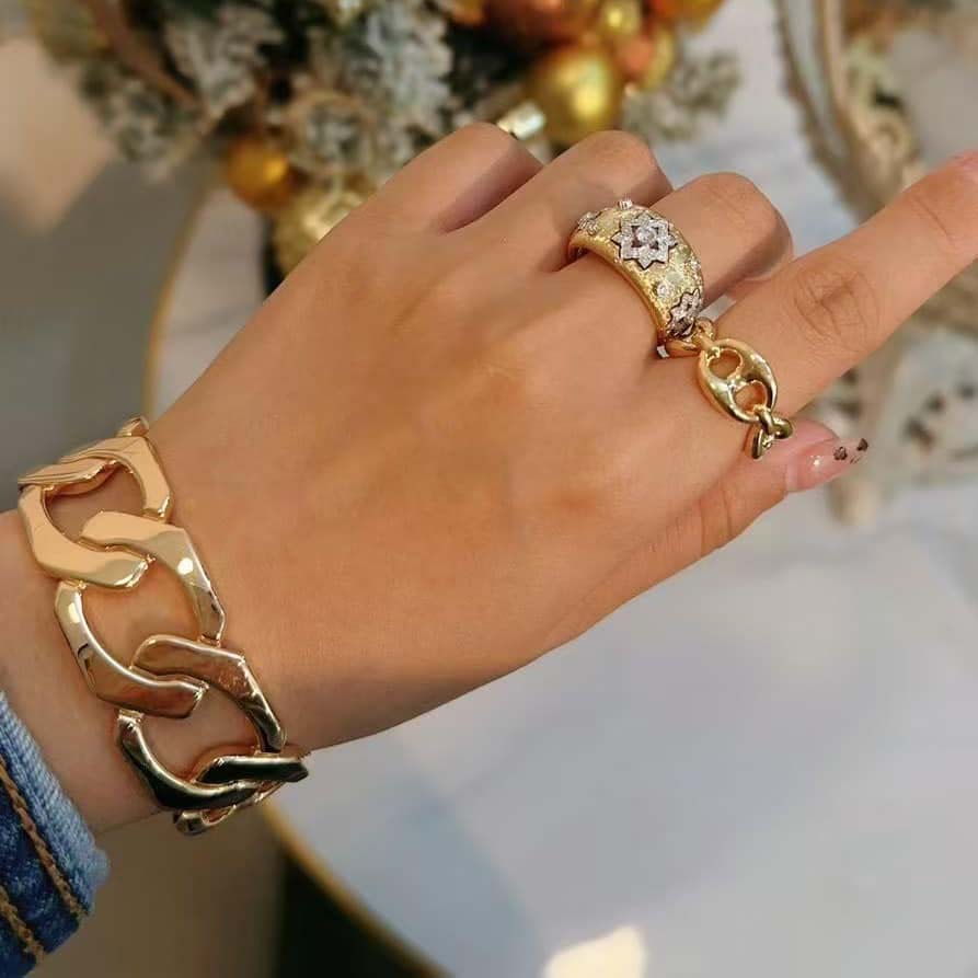 18K-寬版義大利鏈條開口手鐲 - 第6張圖 18K-寬版義大利鏈條開口手鐲