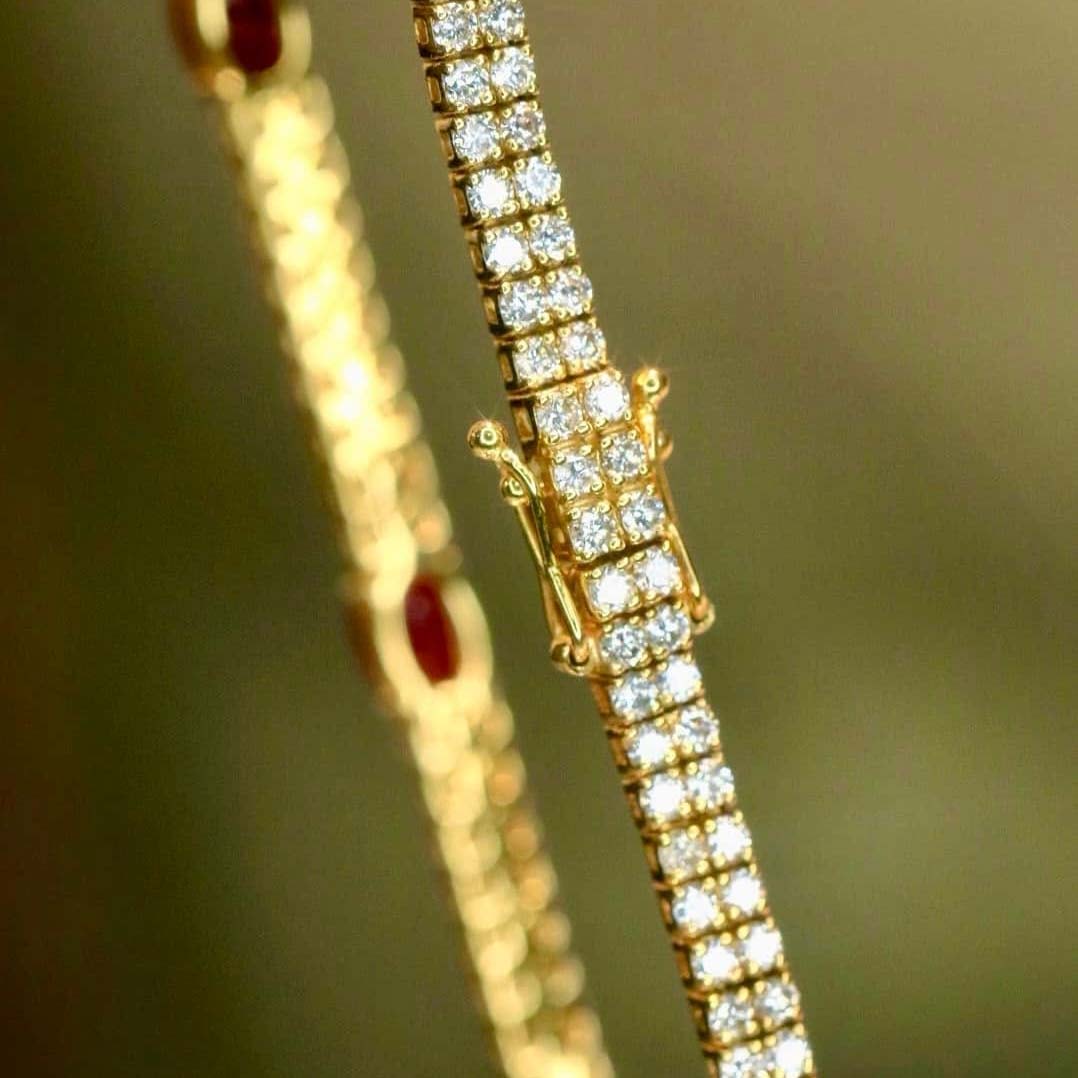 18K天然鑽石-紅寶石雙排手鍊 - 第5張圖 18K天然鑽石-紅寶石雙排手鍊