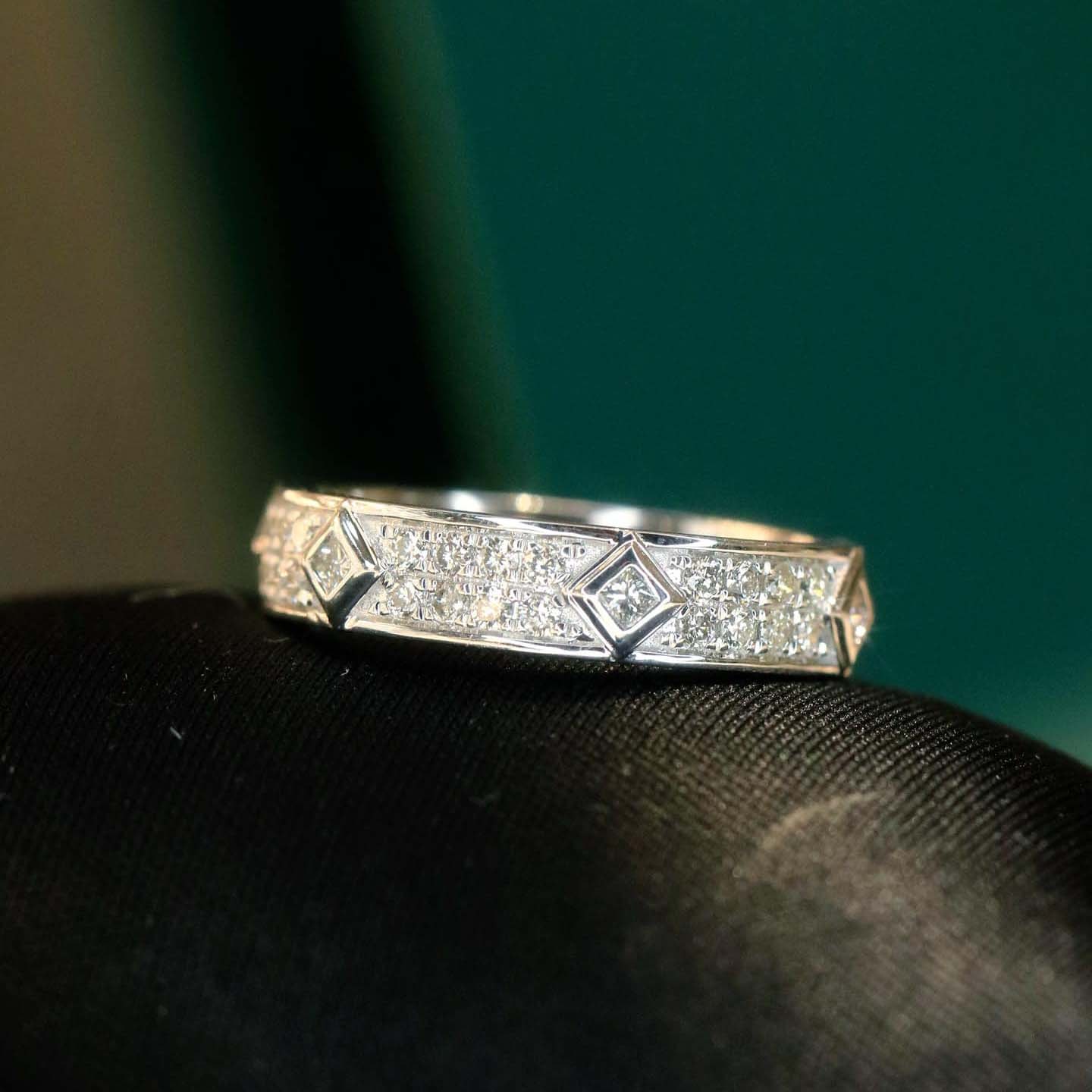 18K天然鑽石-菱形點綴雙排戒指