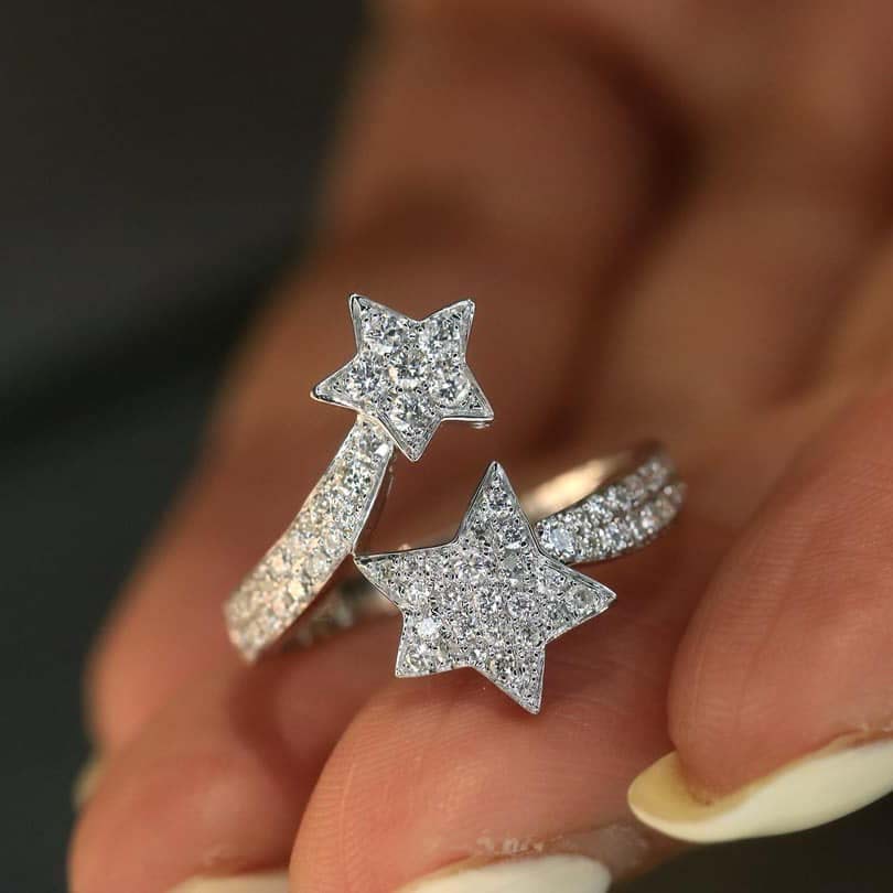 18K天然鑽石流-星環繞戒指 - 第5張圖 18K天然鑽石流-星環繞戒指