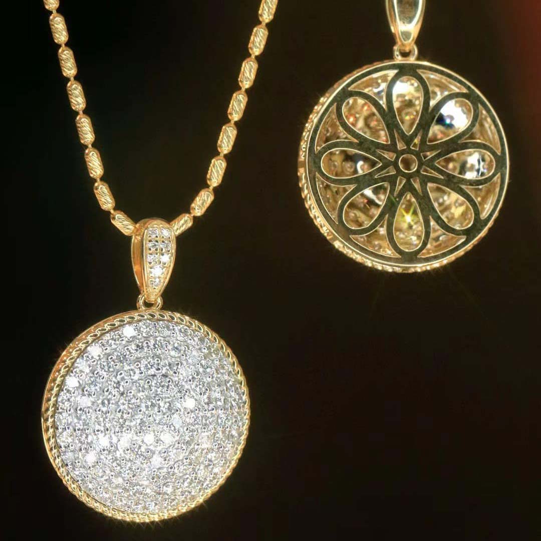 18K天然鑽石-滿鑽五圈大餅墜飾