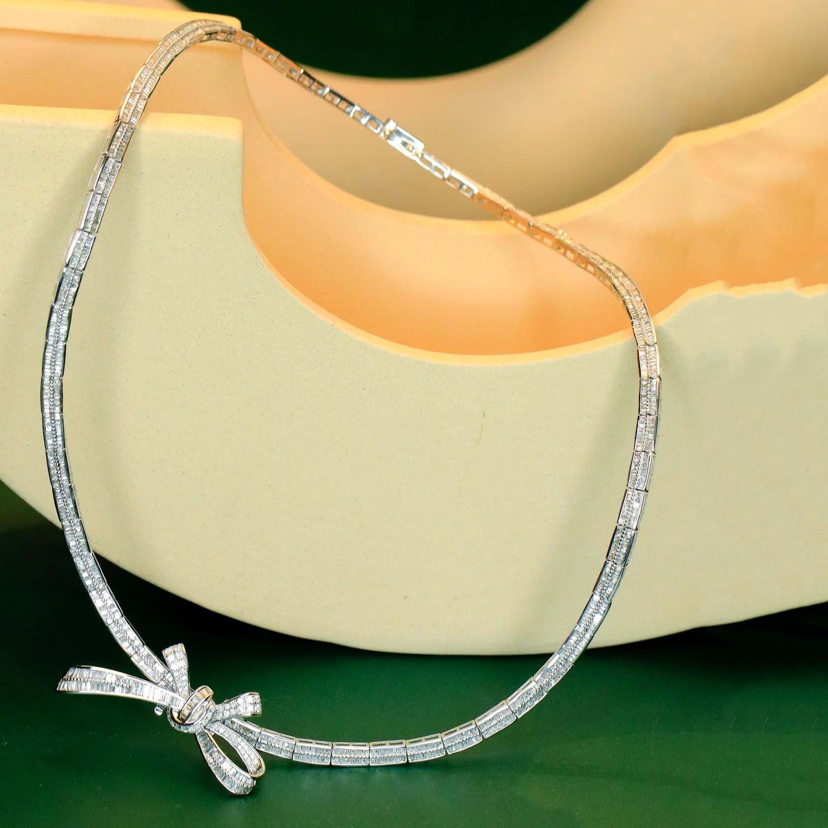 18K天然鑽石-蝴蝶結可拆卸項鍊