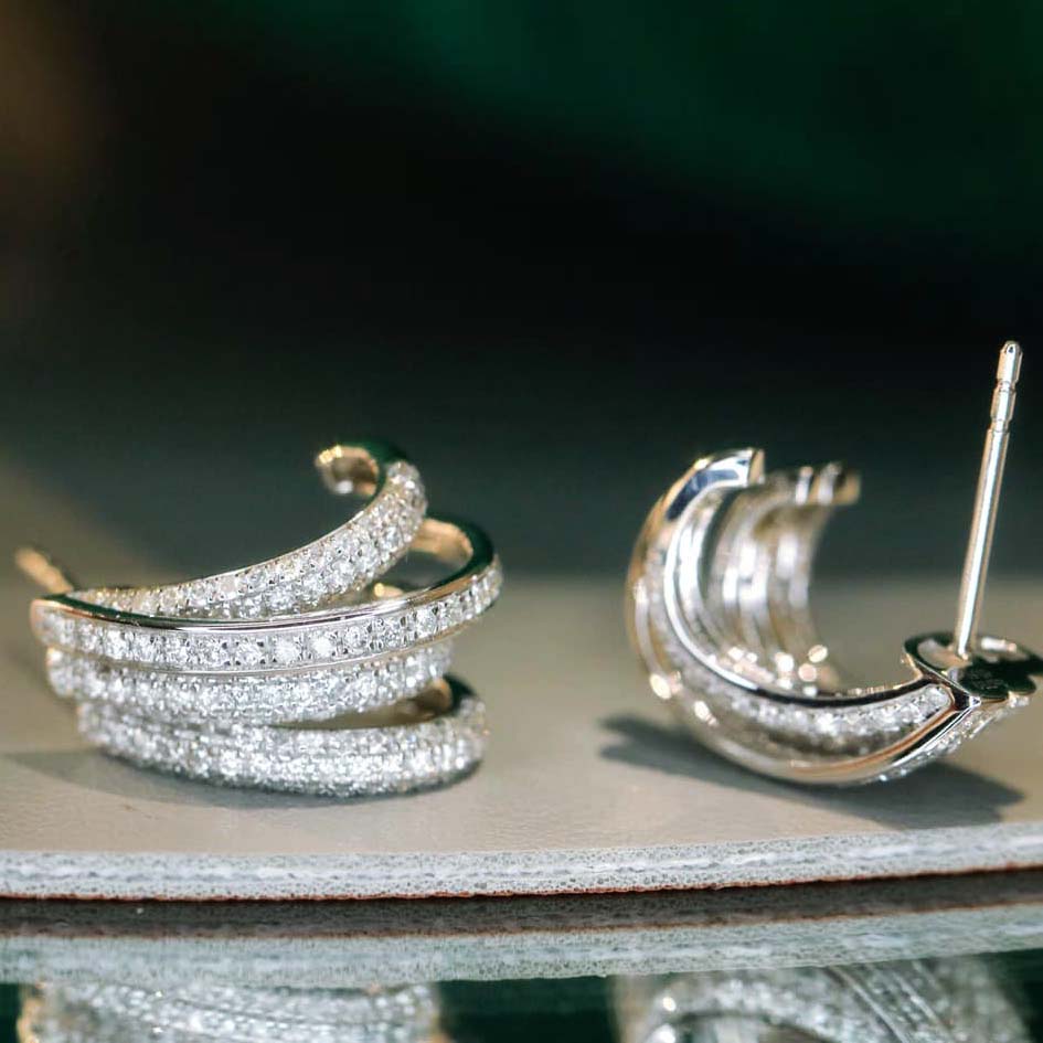 18K天然鑽石-弧形多層次耳環 - 第4張圖 18K天然鑽石-弧形多層次耳環