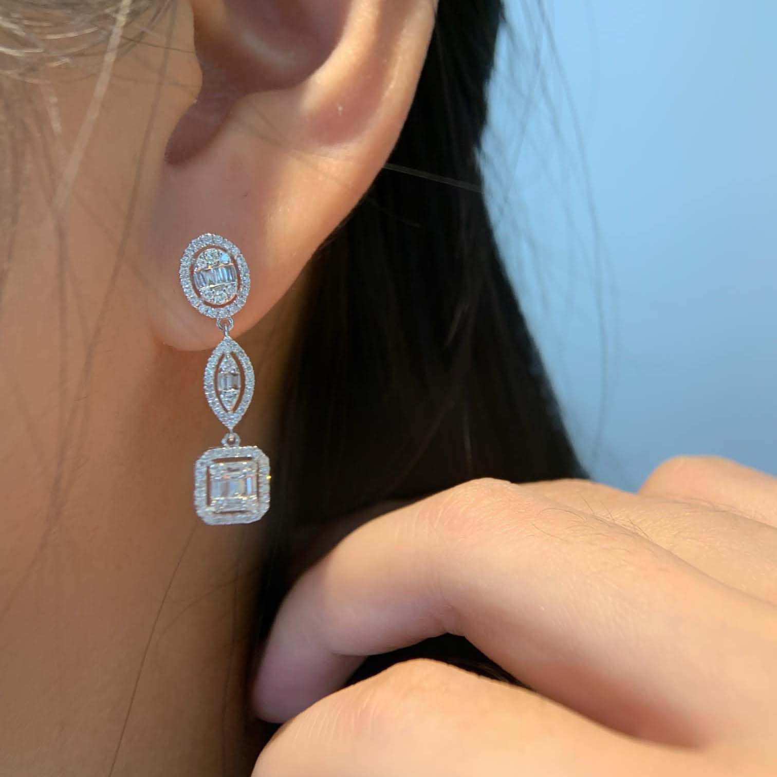 18K天然鑽石-冰糖串串耳環