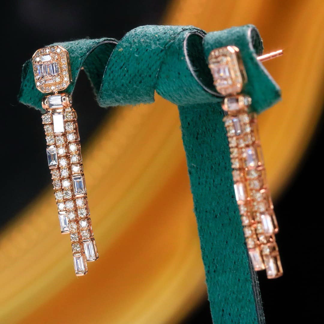 18K天然鑽石-流蘇搖曳耳環