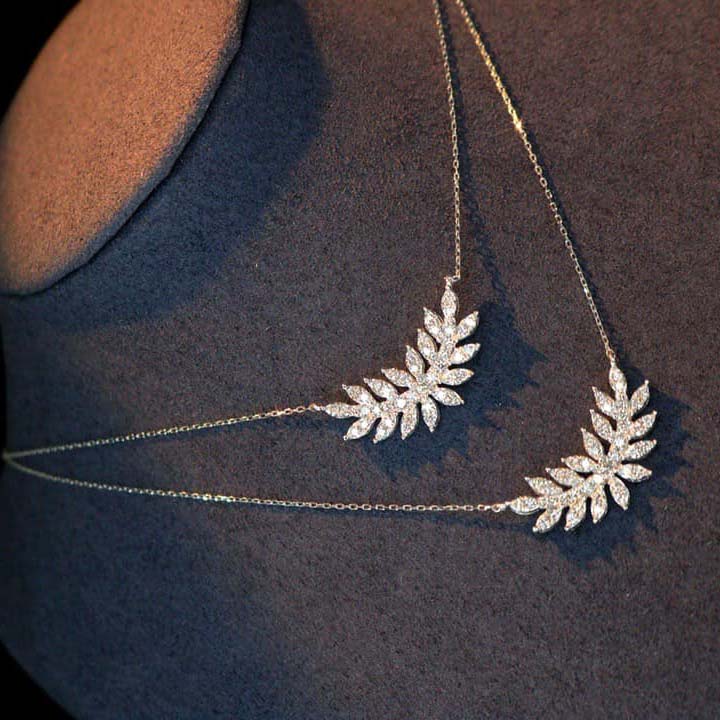 18K天然鑽石-氣質亮眼羽毛項鍊