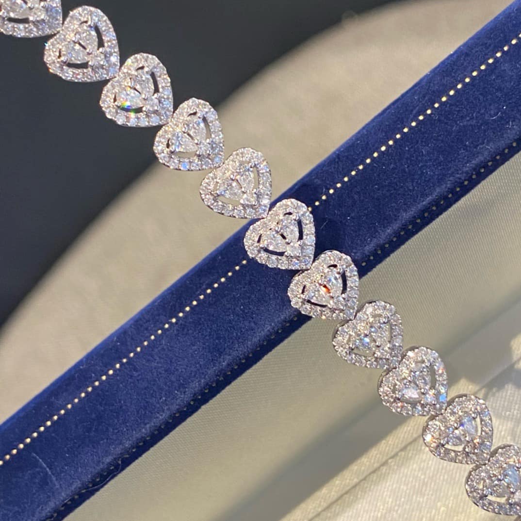 18K天然鑽石-心型豪華手鍊