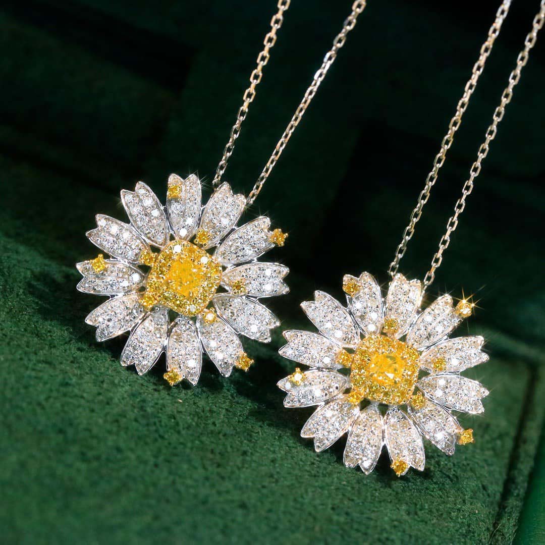 18K天然黃鑽-精緻小雛菊項鍊