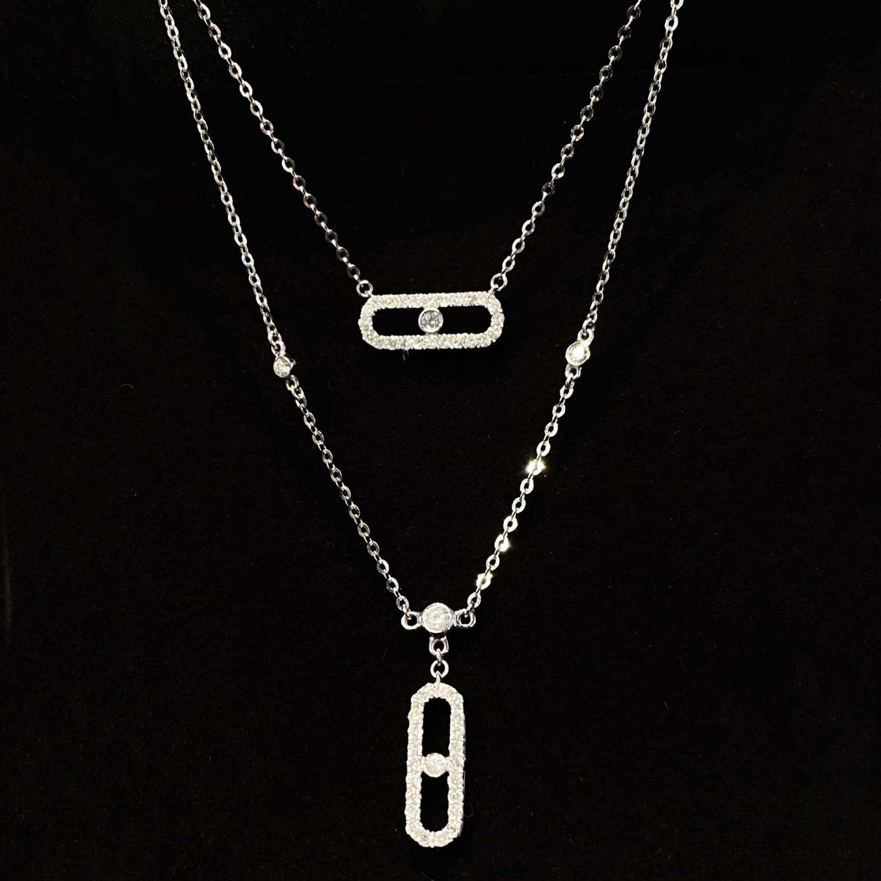 18K天然鑽石-梅西卡雙層鏈項鍊