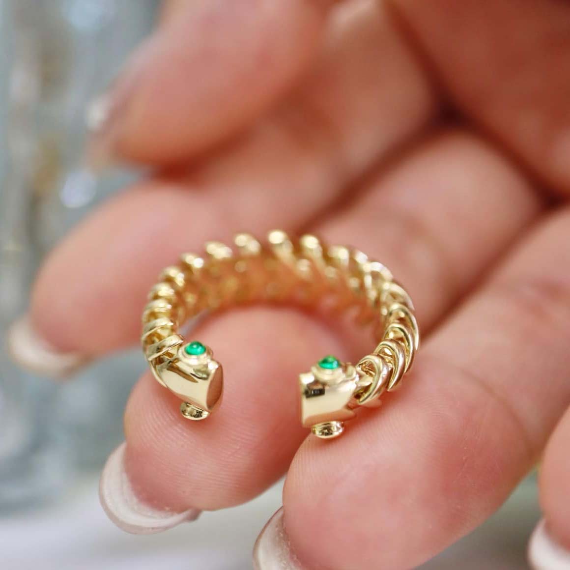 18K天然鑽石-法式vintage老錢風開口戒指