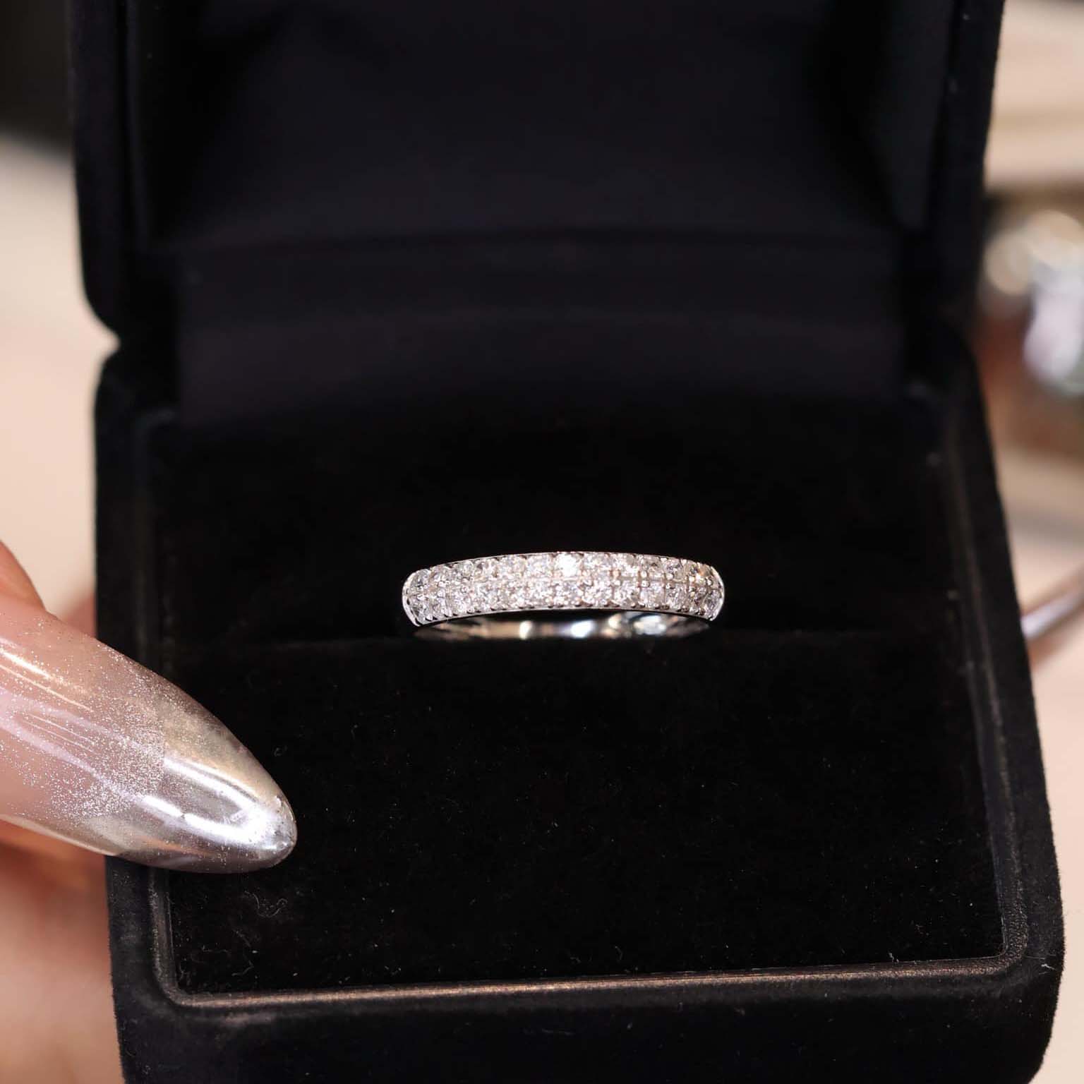 18K天然鑽石-雙層線型戒指