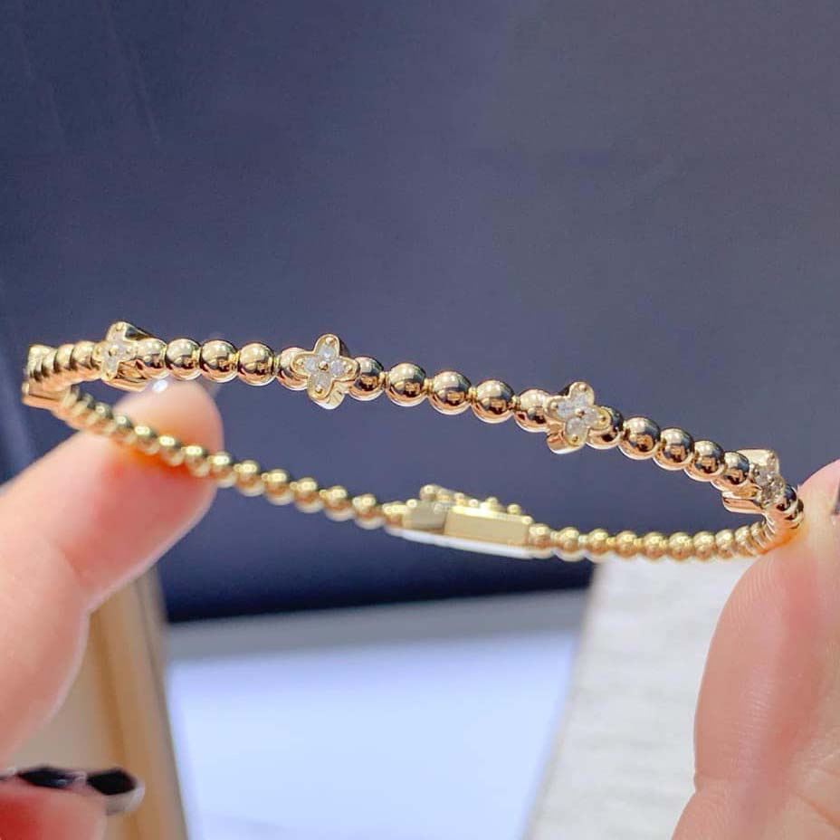 18K天然鑽石-INS四葉草高彈力手鐲