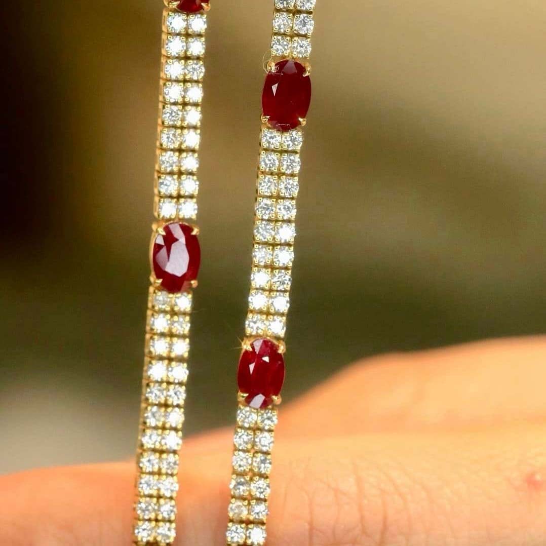 18K天然鑽石-紅寶石雙排手鍊 - 第6張圖 18K天然鑽石-紅寶石雙排手鍊