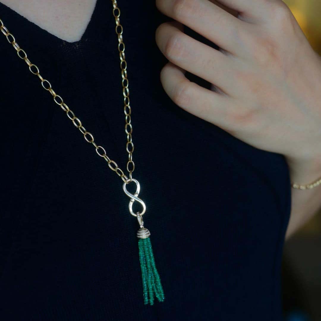 18K天然鑽石-祖母綠流蘇墜飾 - 第6張圖 18K天然鑽石-祖母綠流蘇墜飾