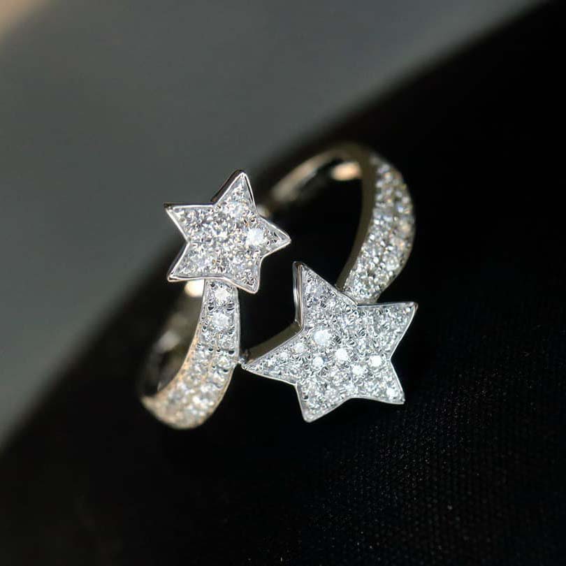 18K天然鑽石流-星環繞戒指 - 第6張圖 18K天然鑽石流-星環繞戒指