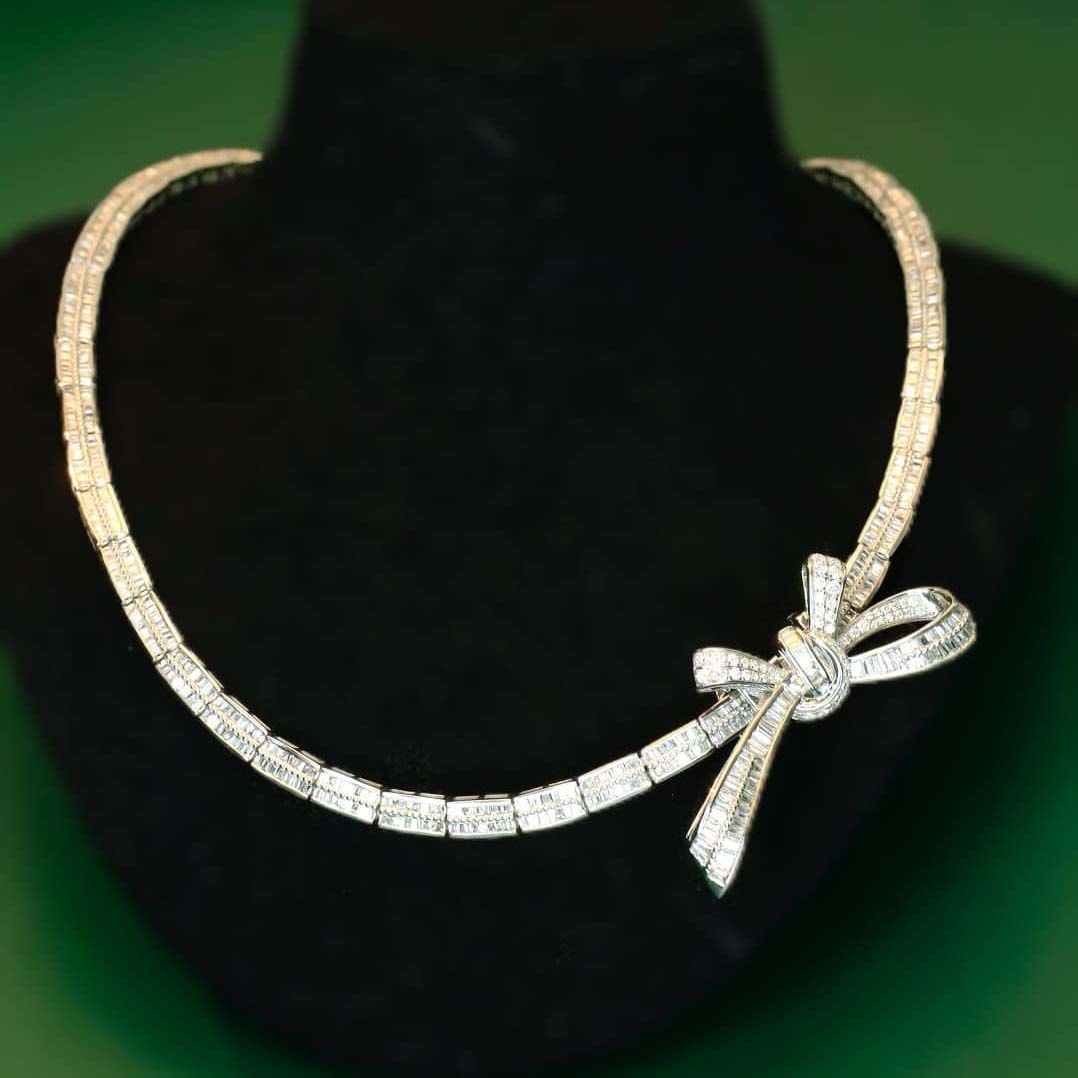 18K天然鑽石-蝴蝶結可拆卸項鍊