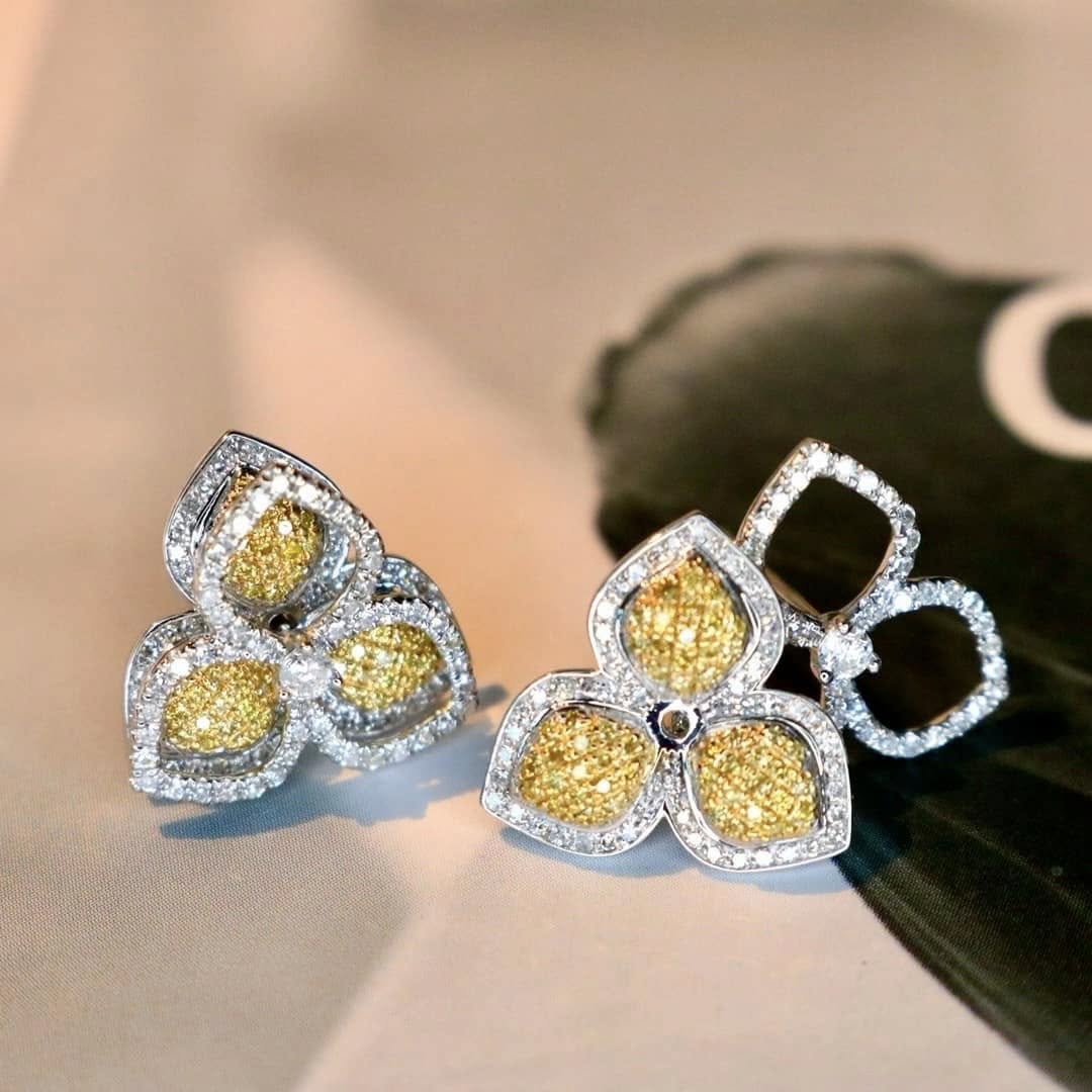 18K天然黃鑽-三葉草耳環(多戴款)