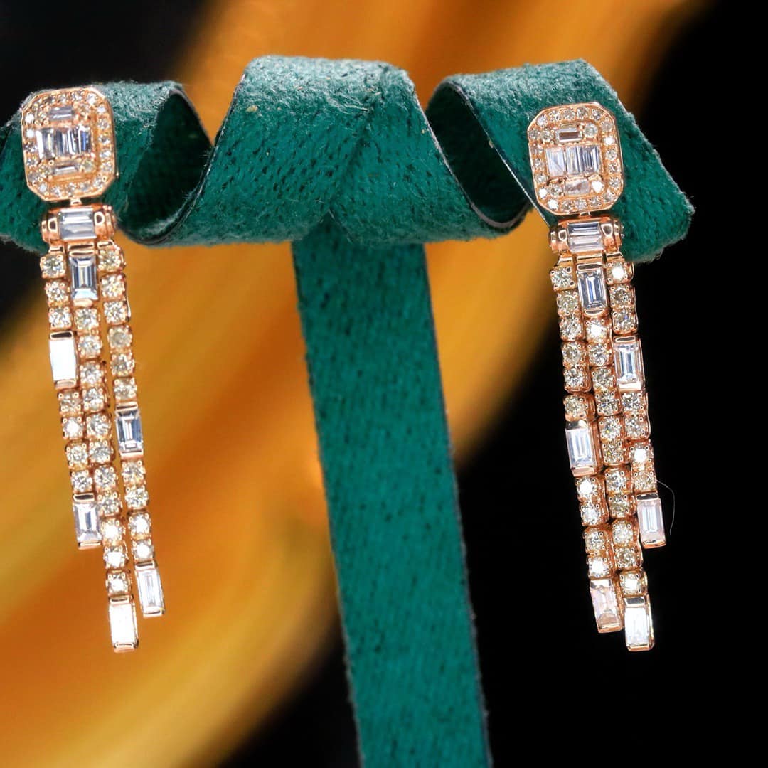 18K天然鑽石-流蘇搖曳耳環