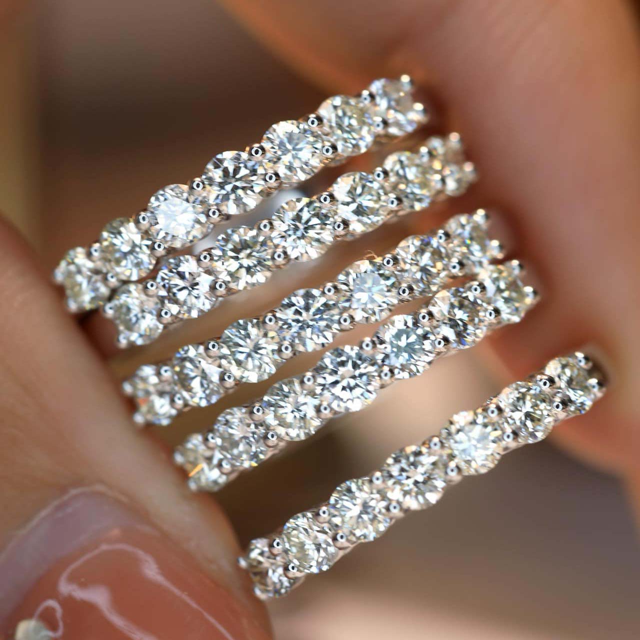 18K天然鑽石-七顆線型戒指