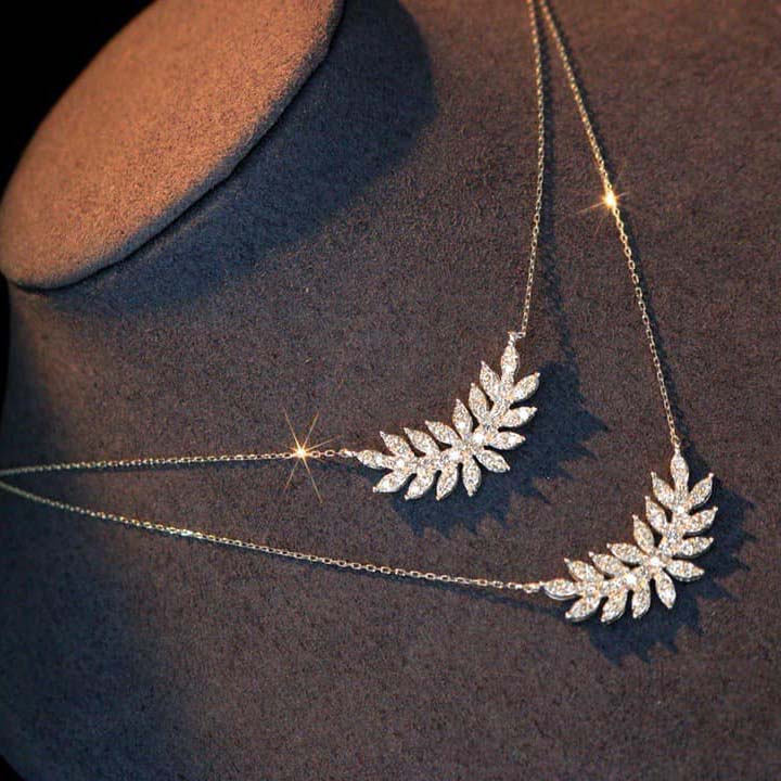 18K天然鑽石-氣質亮眼羽毛項鍊