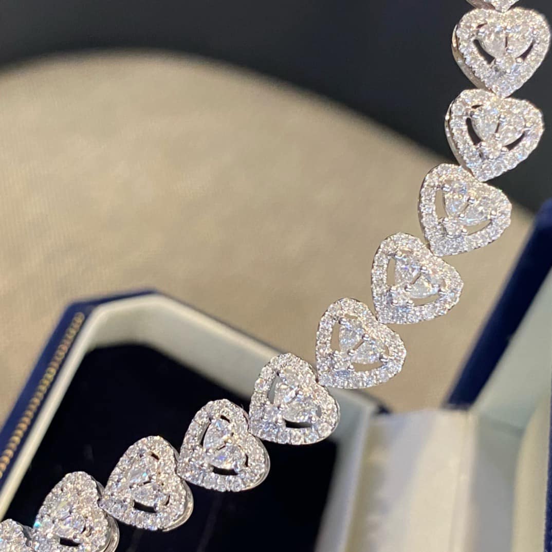 18K天然鑽石-心型豪華手鍊