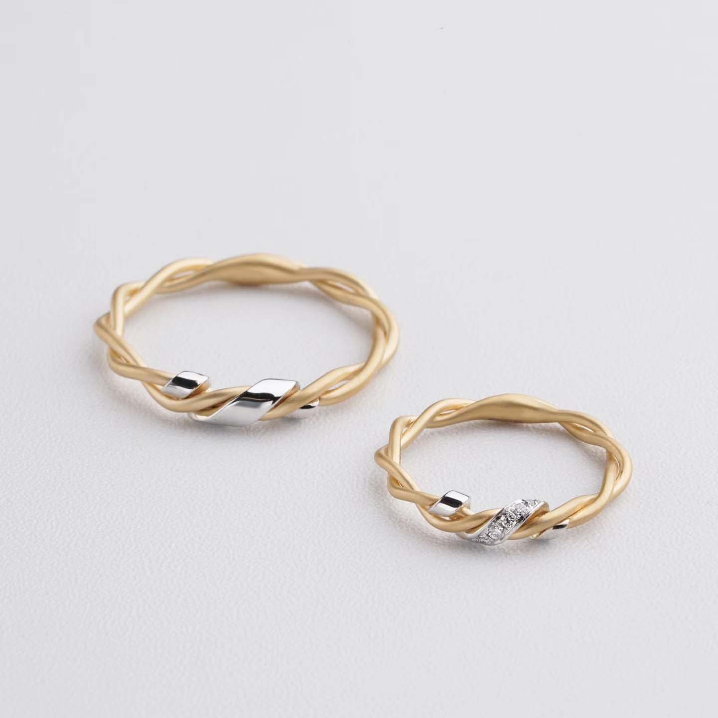 婚戒系列-雙色纏繞對戒訂製