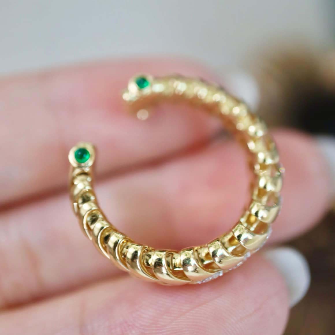 18K天然鑽石-法式vintage老錢風開口戒指