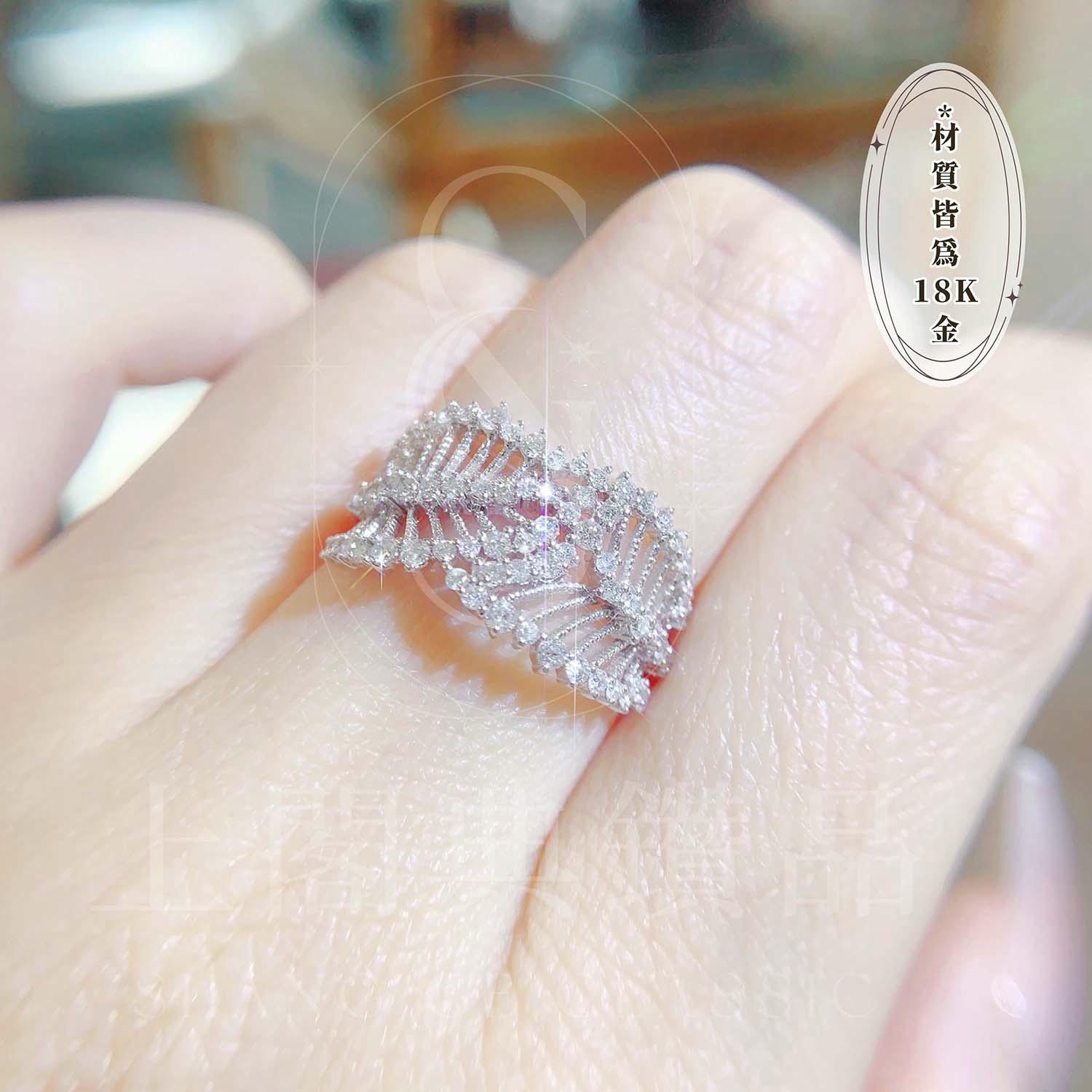 18K天然鑽石-大器蕾絲款戒指