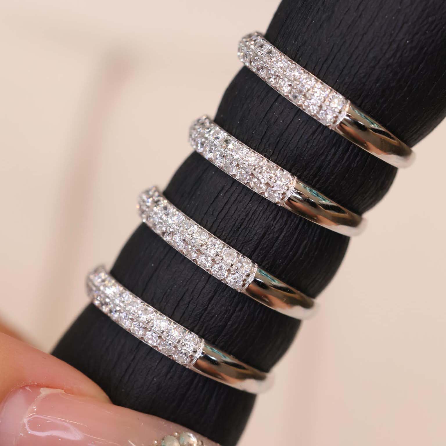 18K天然鑽石-雙層線型戒指