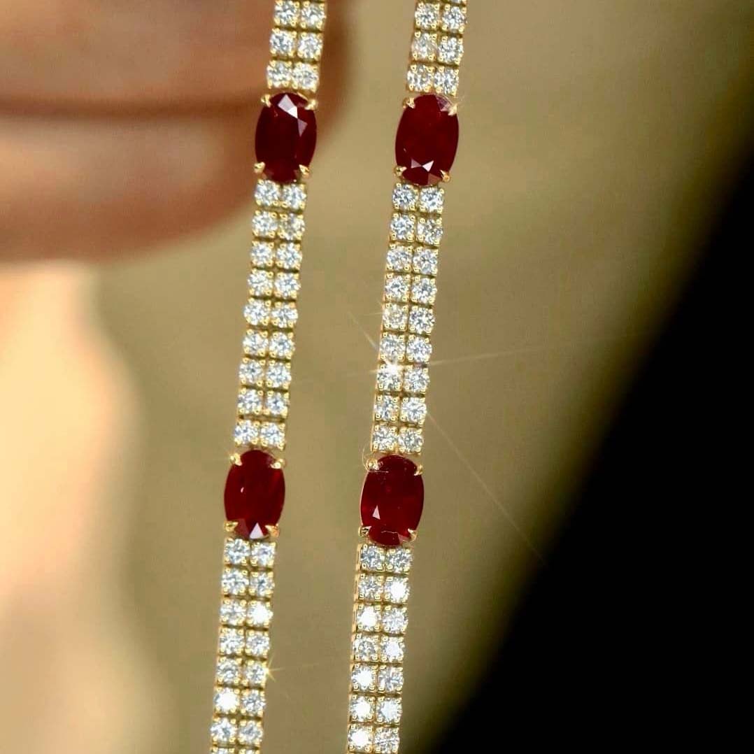 18K天然鑽石-紅寶石雙排手鍊 - 第7張圖 18K天然鑽石-紅寶石雙排手鍊