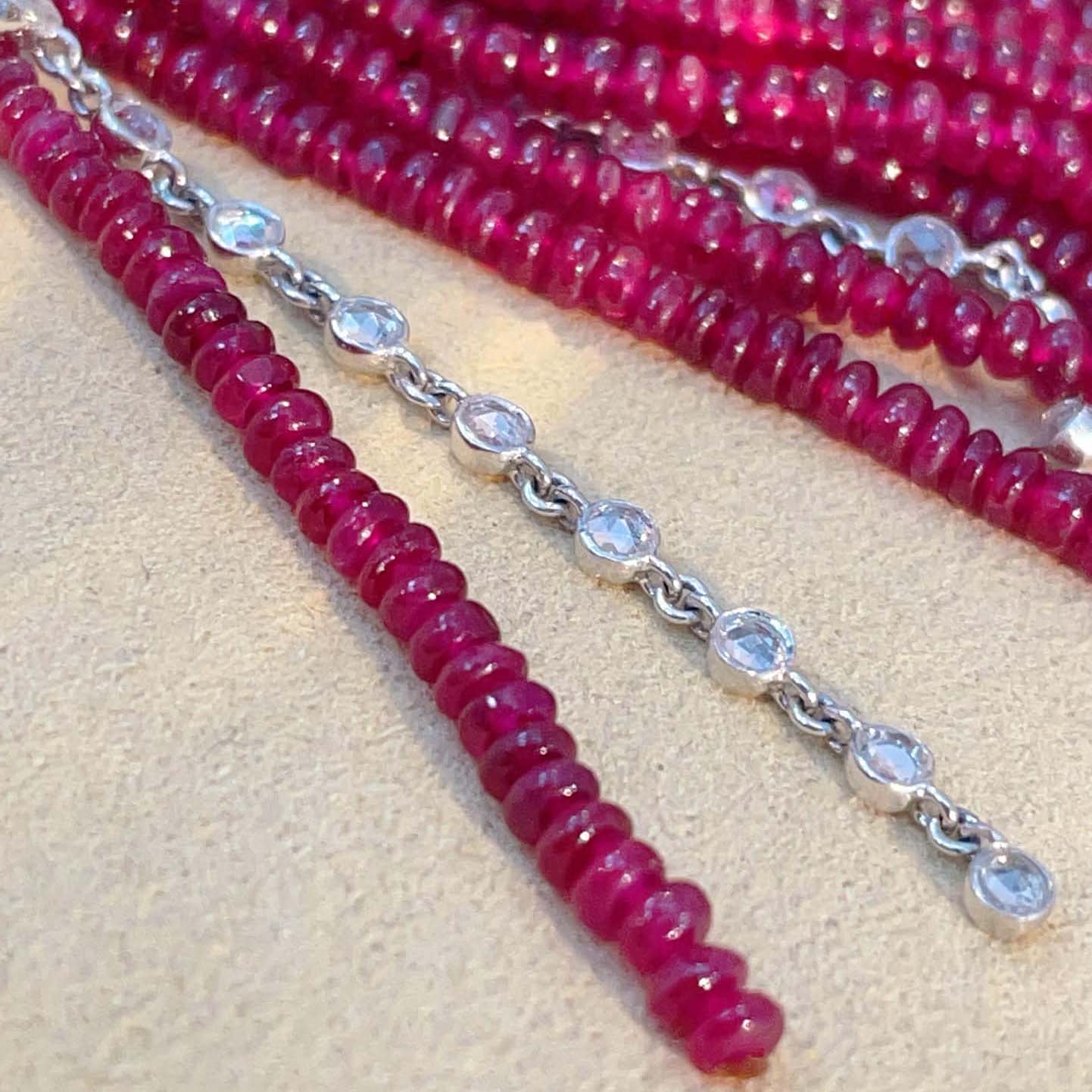 18K天然紅寶石-流蘇墜飾