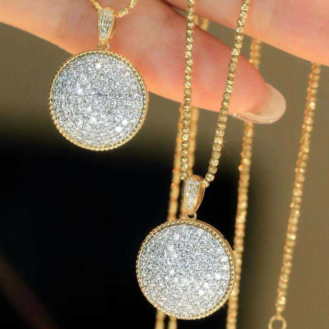 18K天然鑽石-滿鑽五圈大餅墜飾