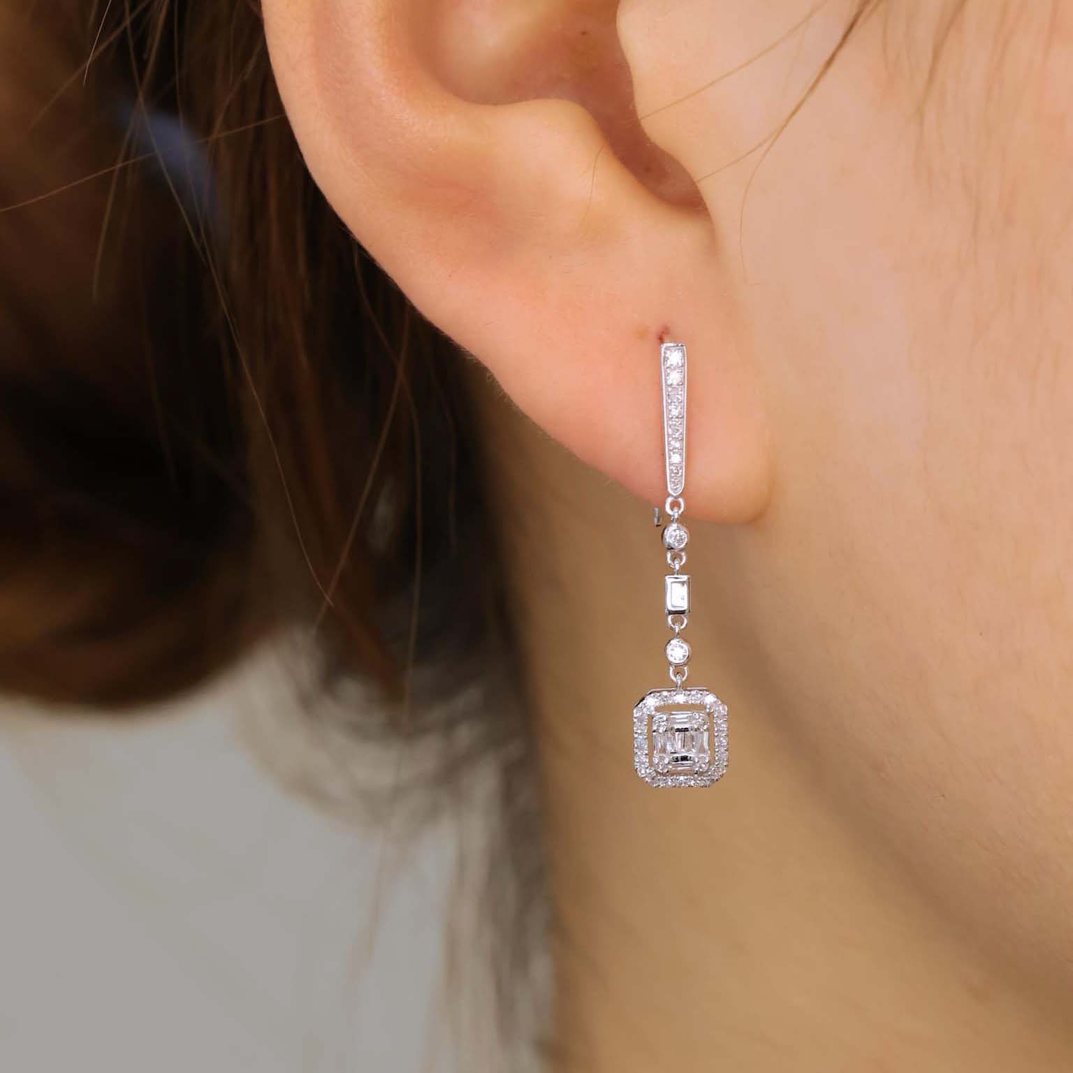 18K天然鑽石-冰糖垂墜耳環