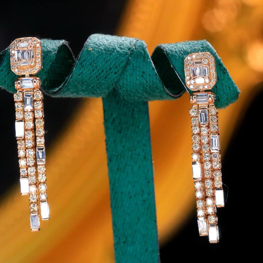 18K天然鑽石-流蘇搖曳耳環