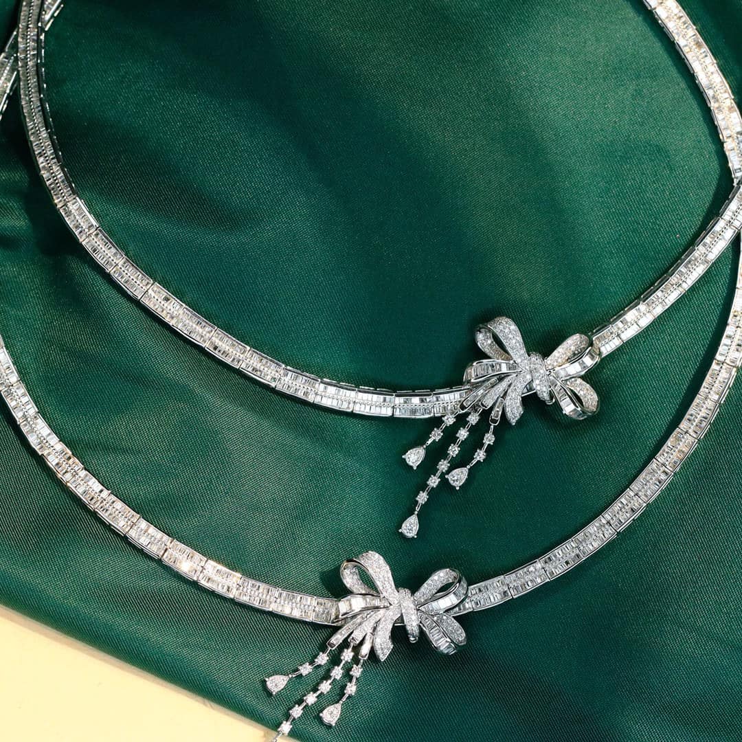 18K天然鑽石-流蘇蝴蝶結可拆卸墜飾